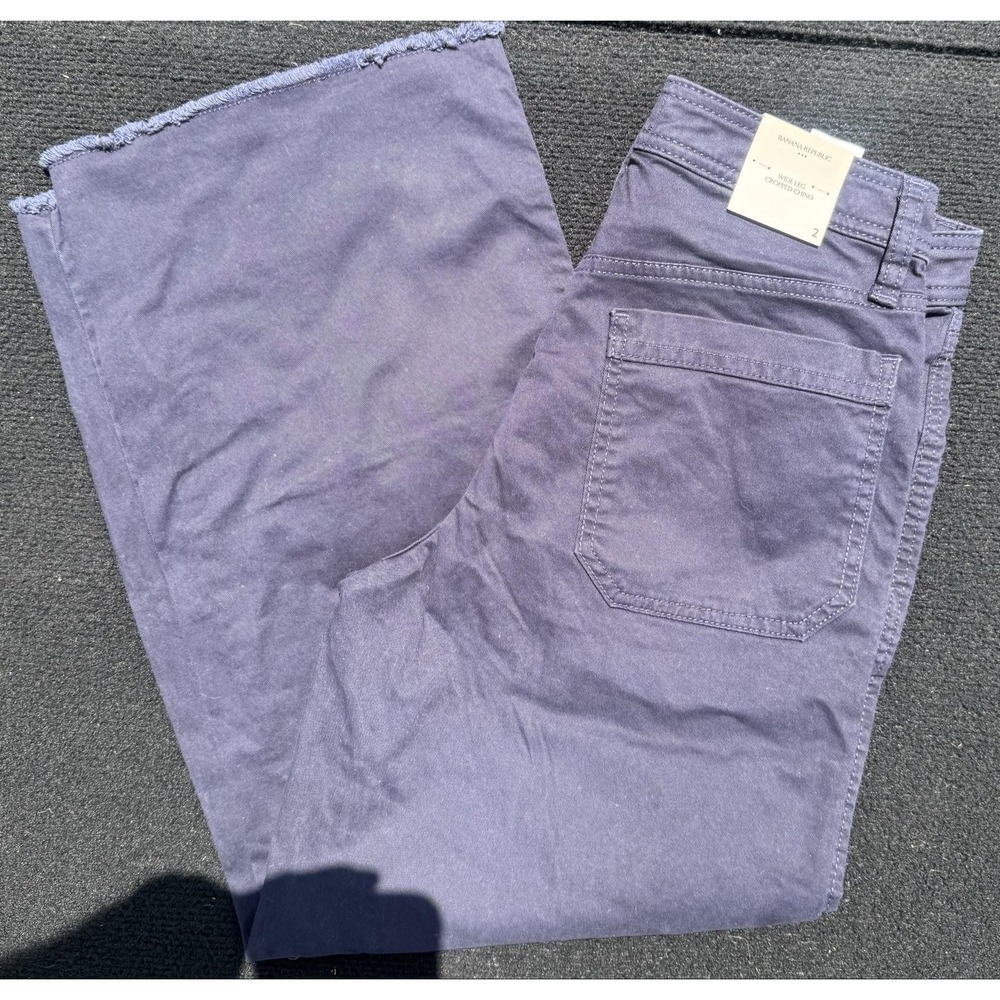 Banana Republic Pants Womens 2 Blue Wide Leg High Rise Cropped Chino Twill